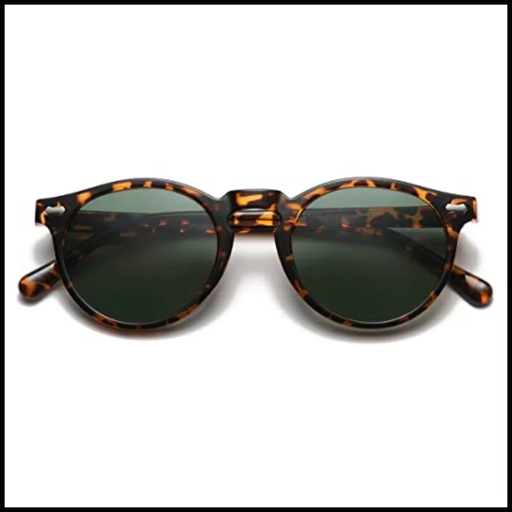 Vintage Polarized Sunglasses for Men Round UV400 Protection Retro Acetate Frame